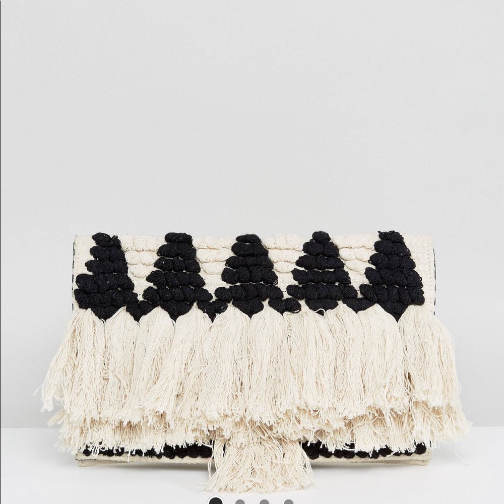 ASOS Vintage Straw Tassel Clutch Bag